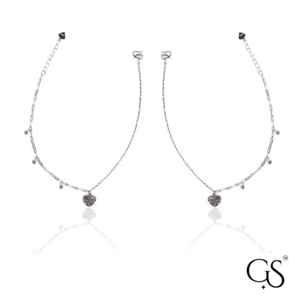 Sterling Silver Anklet with Textured Heart Charm