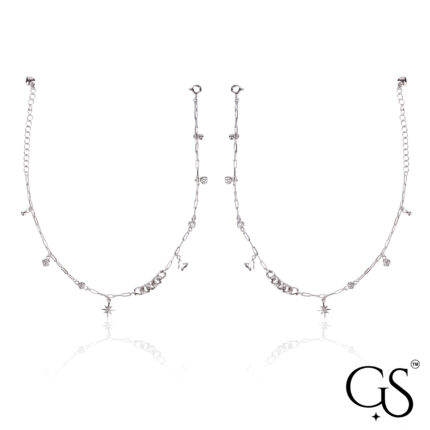 Silver Anklet with Star and Circle Charms