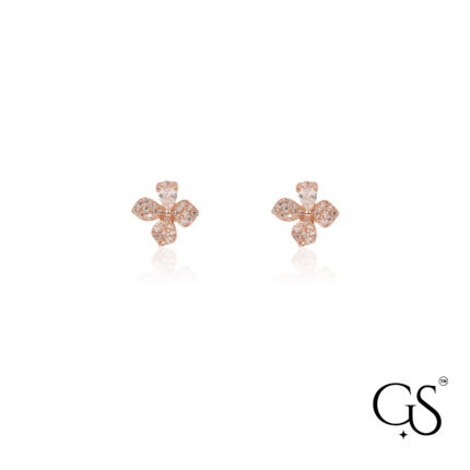 Delicate Rose Gold Pave Clover Stud 925 🍀