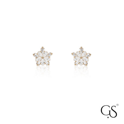 Dazzling Mixed-Cut Star Flower Stud 925 🌟