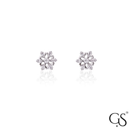 Icy Silver-Toned Cubic Zirconia Snowflake Stud 925 ❄️
