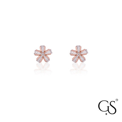 Brilliant Rose Gold Baguette Cluster Stud 925 🌸