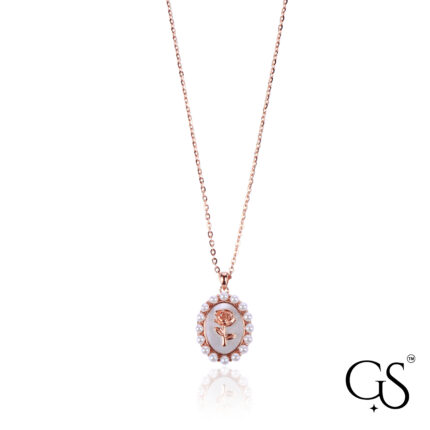 925 Vintage Rose Cameo Pendant with Pearls