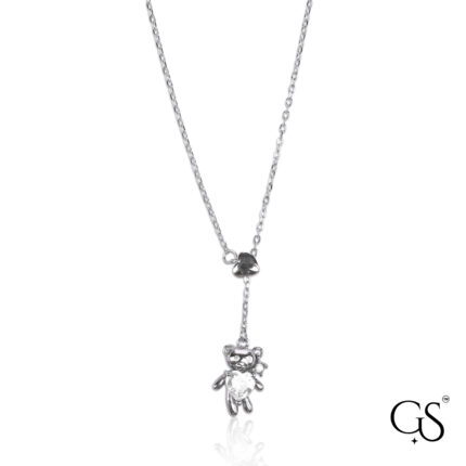 925 Sterling Silver Teddy Bear Y-Necklace