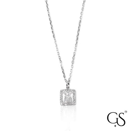 💍Classic Square Halo Sterling Silver Necklace