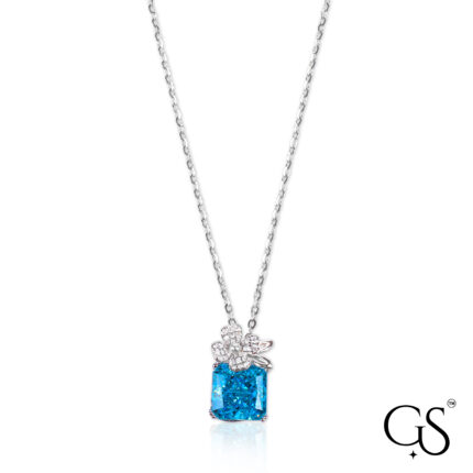 🦋 Blue & Clear Flower Sterling Silver Necklace